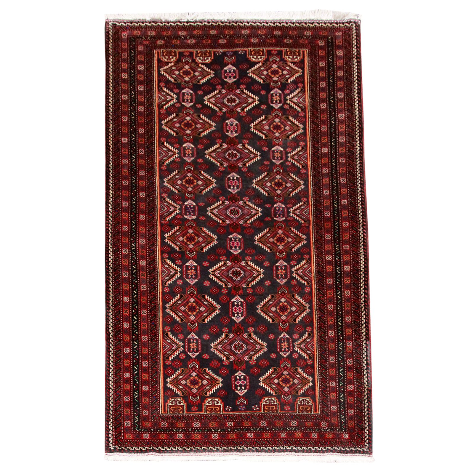 45327 Handwoven Persian Baloch rug 1.09 by 2.04 meters